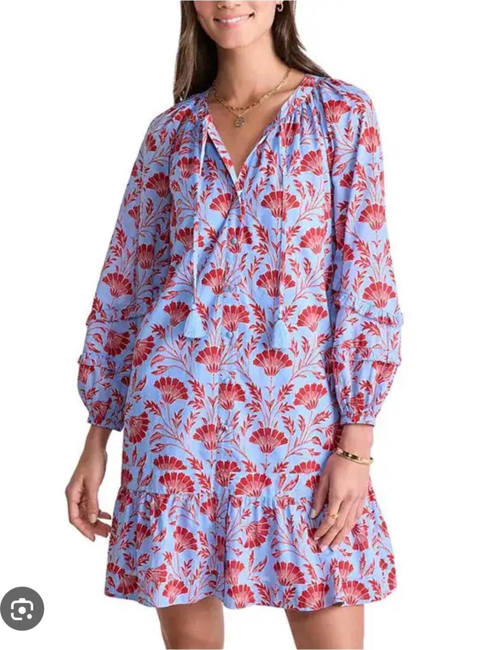 Vineyard Vines Harper Floral Ruffle Tunic Dress -NWT
